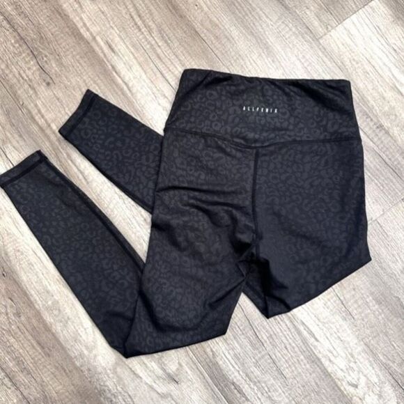 Anthropologie AllFelix Leopard Print Leggings Black Small 25” Active Running - Picture 3 of 14